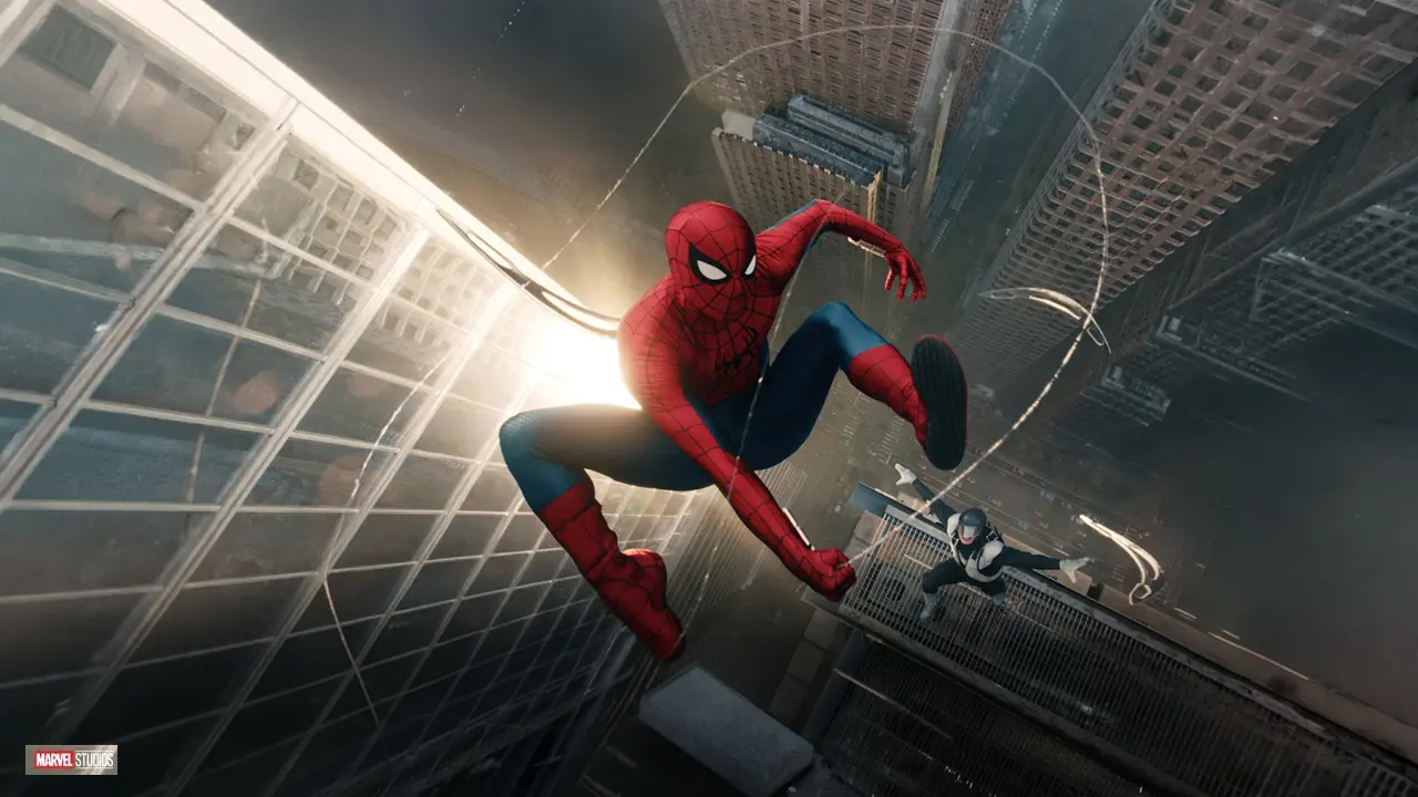Spider Man swinging between skyscrapers in Marvel Studios Brand New Day trailer thumbnail