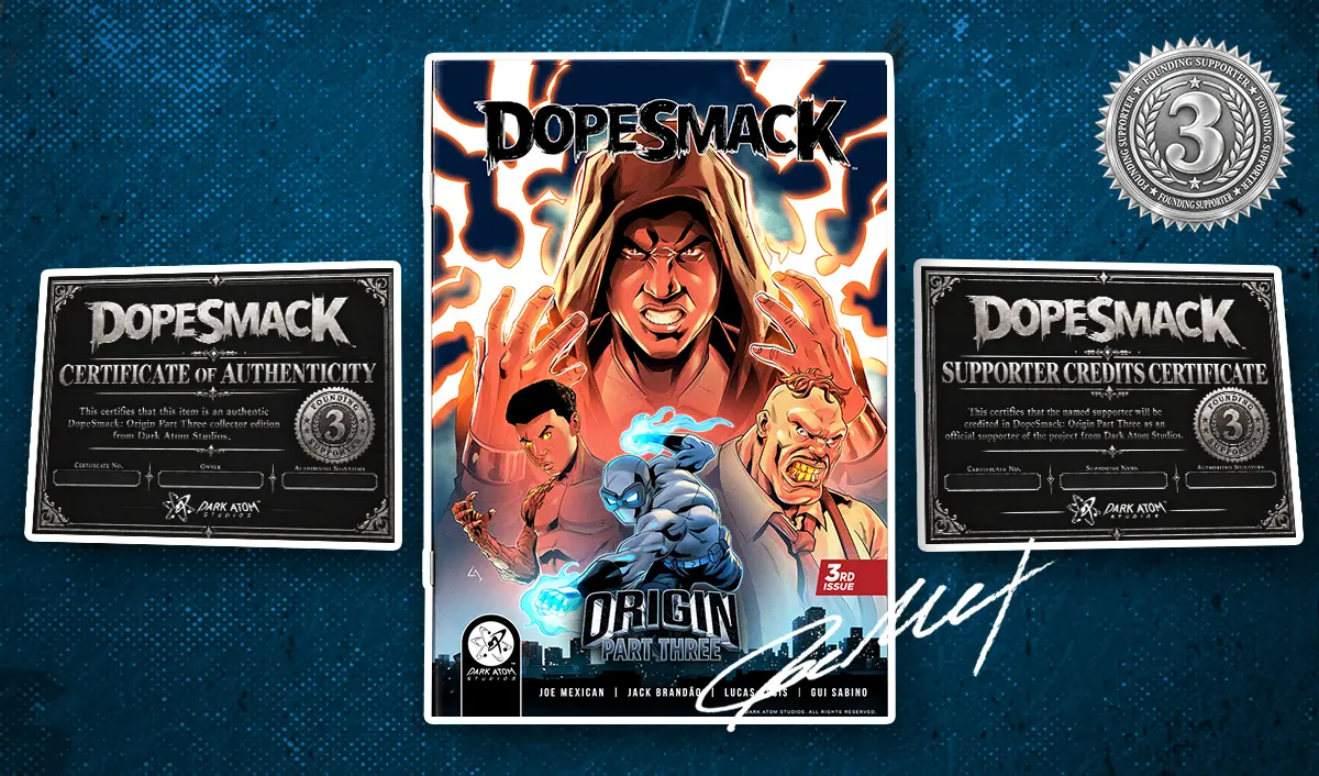 The $100 Inner Circle reward includes a signed Origin Part Three comic, Founding Supporter recognition, a Certificate of Authenticity, and a Supporter Credits Certificate.